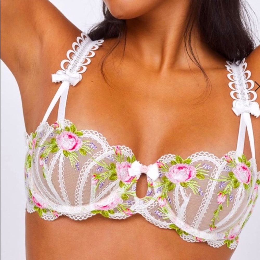 For love and lemons trellis rose bra Size large NEW
